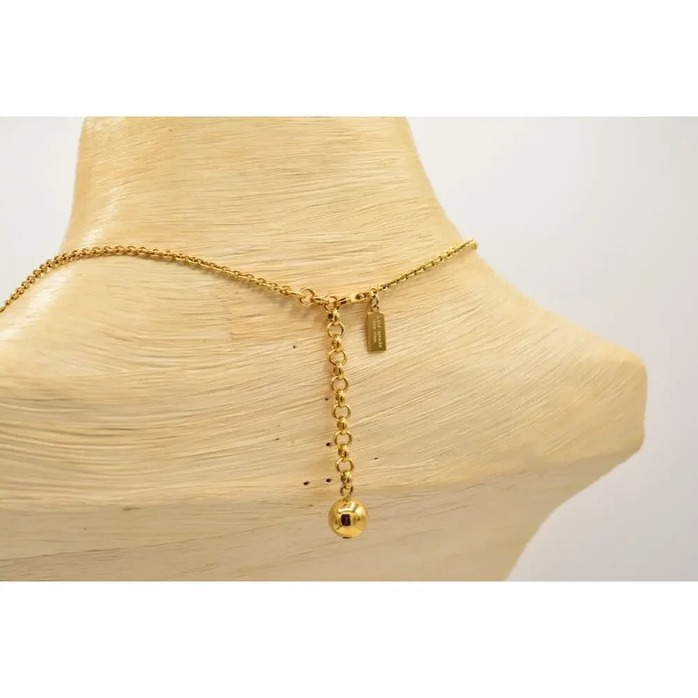 Kate Spade Crystal Confetti Necklace Chain Black Open Bezel Crystal Gold Tone 9J
